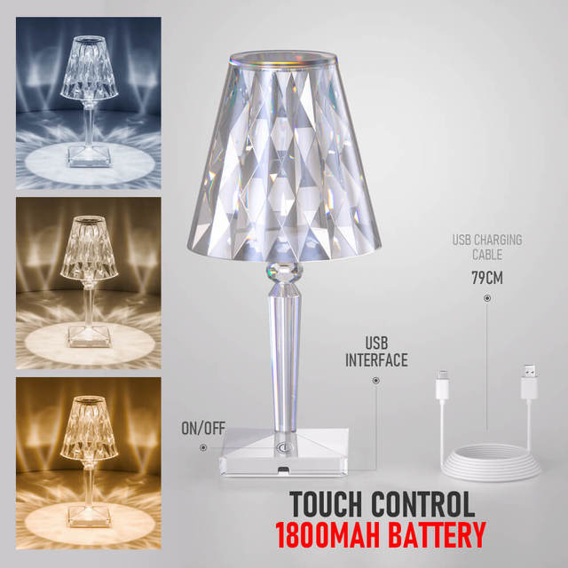 LuxeAura™ RadiantTouch Decor Crystal Lamp