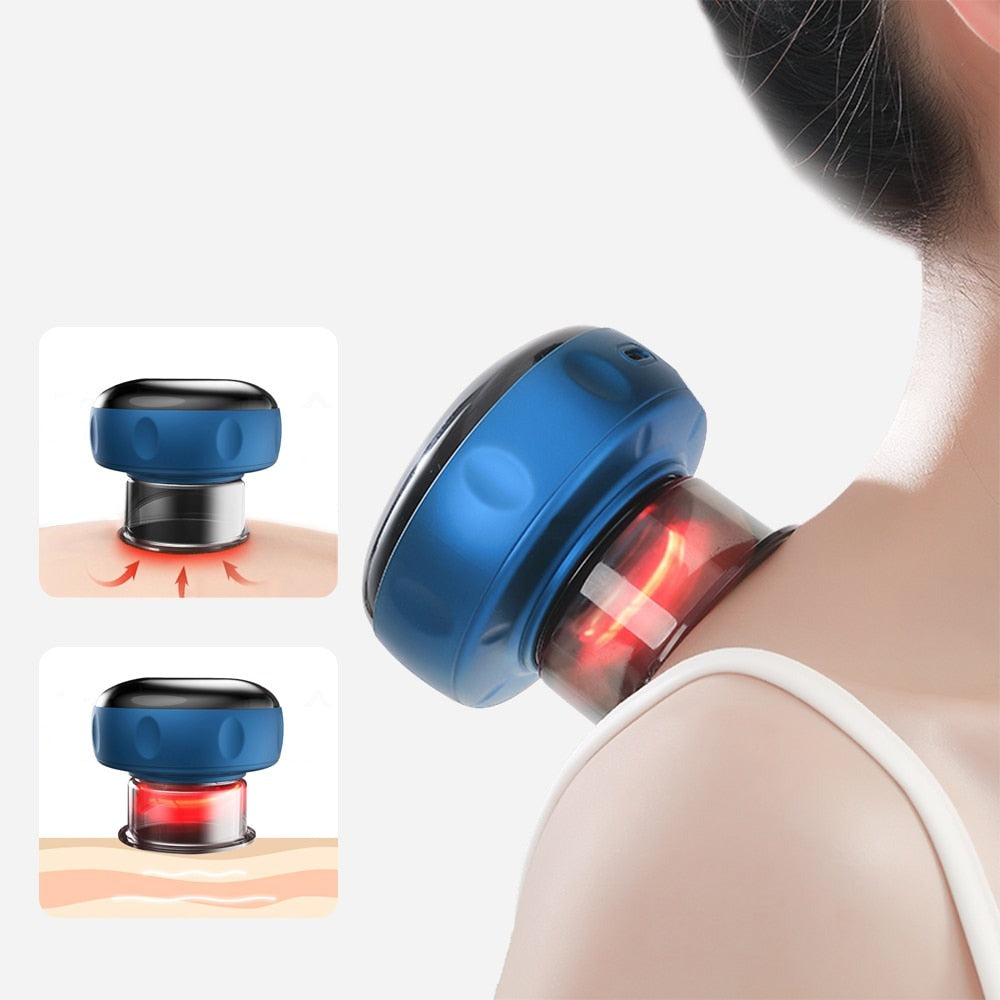 vacuum cup massage helps increase blood circulation and fights relief pain in applied area