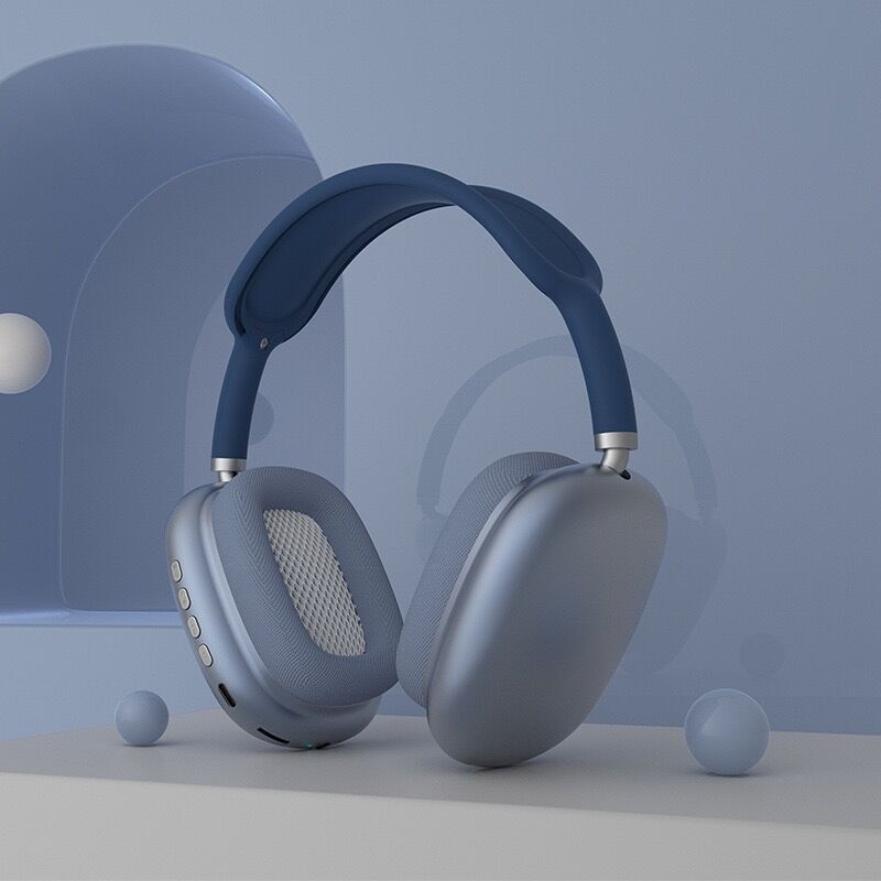 light blue wireless headphones