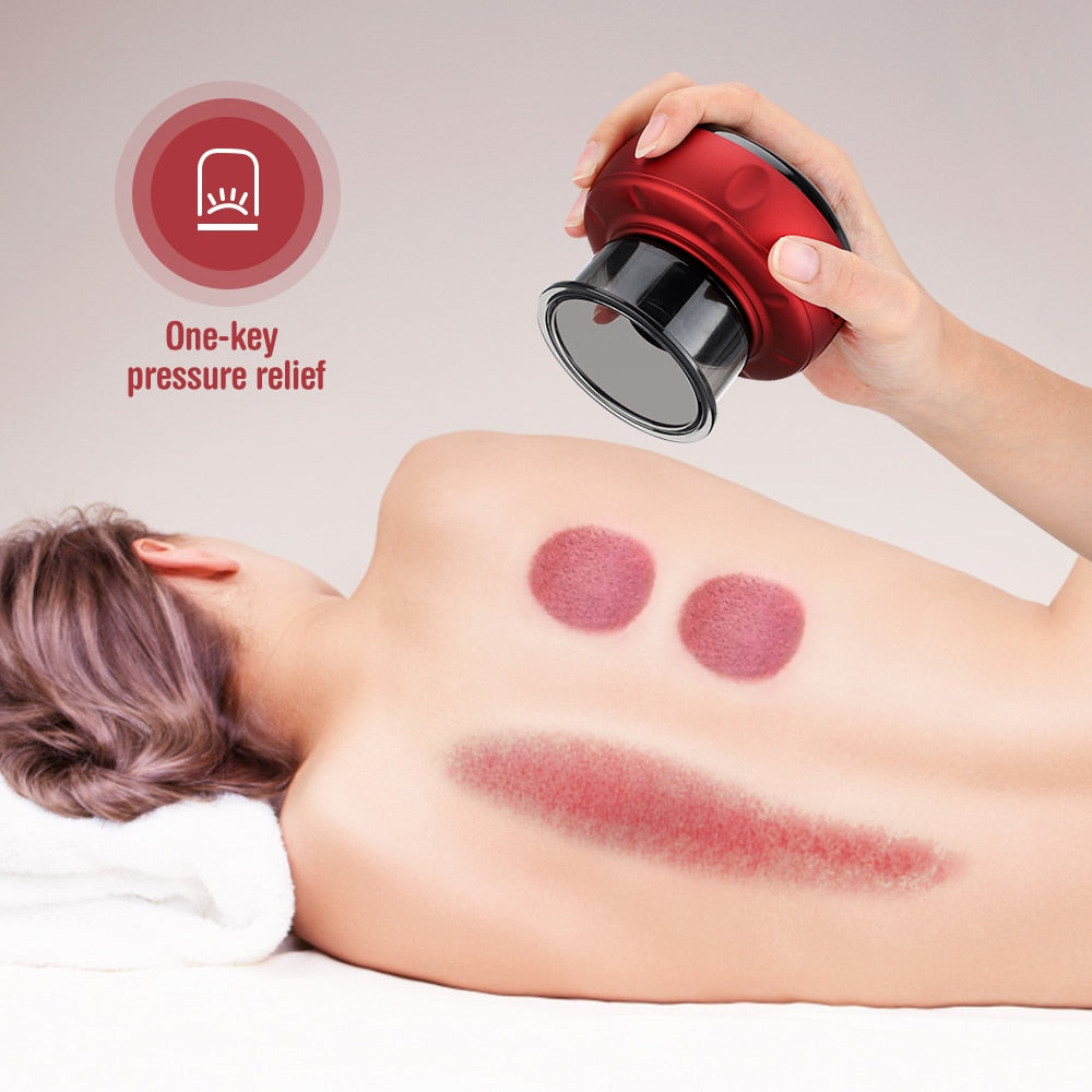 vacuum cup massage helps increase blood circulation and fights relief pain in applied area 